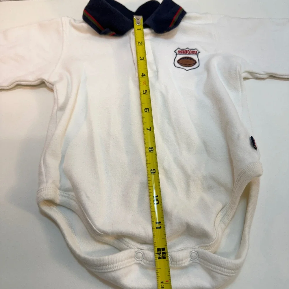 OshKosh B'gosh Baby Boy‎ 12 Month Tan Overalls Shirt Set Plaid Trim Vintage